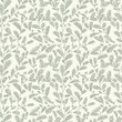 Seamless vector green sage color line leaf and twig pattern on beige background. Hand drawn floral botanical wallpaper.
