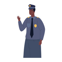 Wall Mural - afro police worker