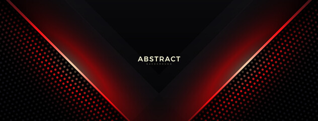Wall Mural - geometric shape futuristic technology red black motion line abstract background presentation.
