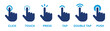 Finger click icon vector set. Touch, press tap, push, hold hand gesture sign symbol illustration.