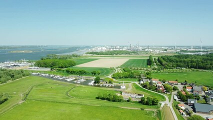 Wall Mural - Aerial view of marina of Noordschans near Moerdijk Netherlands