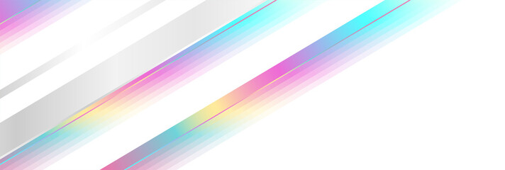 Wall Mural - Holographic glossy stripes geometric abstract tech background. Vector art colorful design