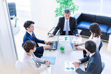 Business people working in a clean office