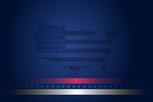 USA Map American Flag On Navy Blue Background Vector