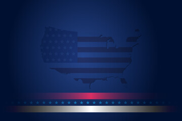 USA map american flag on navy blue background vector