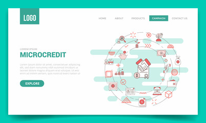 Wall Mural - microcredit concept with circle icon for website template or landing page homepage