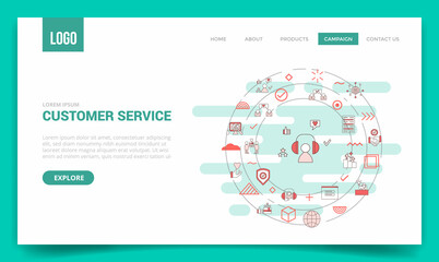 Wall Mural - customer service concept with circle icon for website template or landing page homepage