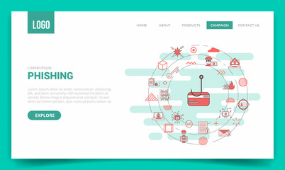 Wall Mural - phishing concept with circle icon for website template or landing page homepage