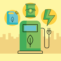 Sticker - eco energy icons in pump