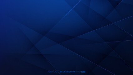 Wall Mural - Dark blue abstract background with triangle, lines and light composition
