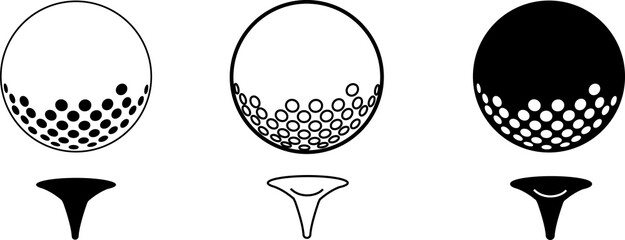 Fashionable vector icon illustration of golf ball on tee black and white material