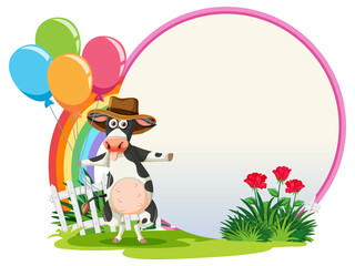 Wall Mural - empty board template with cartoon character