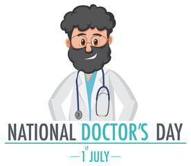 Wall Mural - Male doctor on doctor day in July logo