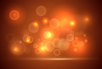 Wall Mural - orange bokeh abstract light background