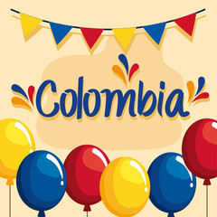 Poster - colombia lettering country celebration