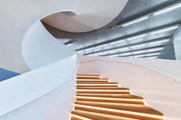 Poster - Interior view of modern spiral staircase. Contemporary architecture abstract background