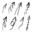 Sketch marker arrows, underline,  lines, emphasis, waves set. Hand drawn arrow check mark underline. Vector freehand illustration on white background.