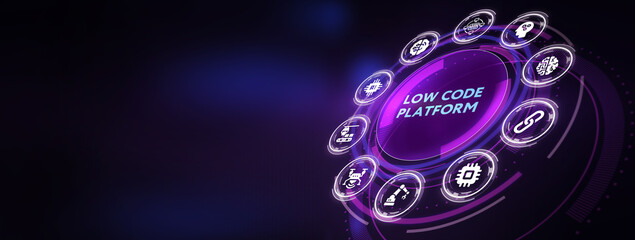 Low Code software development platform technology concept.