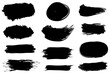 © dadan - Set of vector brush strokes, various shapes. Lines, waves, stripes, rectangles, text background with rough edges. Hand drawn collection of different graphic elements.