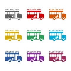 Poster - Electric bus icon isolated on white background. Set icons colorful