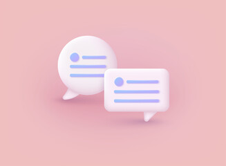 3d speech bubbles. Chatting box, message box. 3D Web Vector Illustrations.