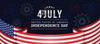 4th of july USA independence day - waving american national flag is-below the letter and firework on dark blue background vector design