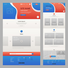 Wall Mural - Website Template Blue with Red