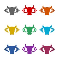 Wall Mural - Bull gym icon isolated on white background. Set icons colorful
