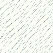 Wavy Diagonal Thin Lines Seamless Pattern. Curly Vector Structure On White Background. Irregular Undulated Hand Drawn Lines.