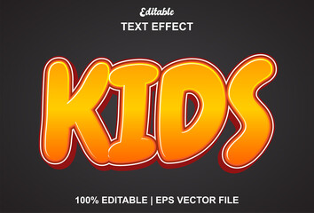kids text effect with orange color for ,brand, logo and more.