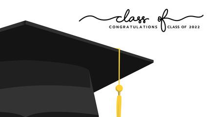 Wall Mural - Class of 2022 logo simple. Congratulations with cap . Template for graduation design.isolated on white background ,Vector illustration EPS 10