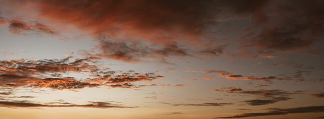 Wall Mural - Panorama clouds and sky with sunset natural background.