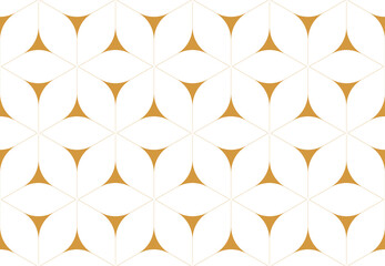 Abstract geometric pattern. A seamless vector background. White and gold ornament. Graphic modern pattern. Simple lattice graphic design