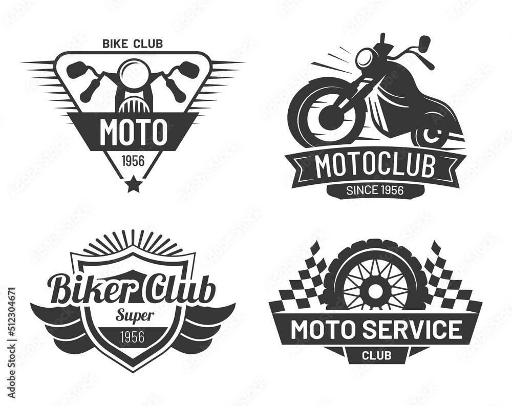 Motorcycle badges of collection, moto biker club Stock Vector | Adobe Stock