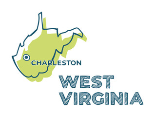 Wall Mural - Doodle vector map of West Virginia state of USA.