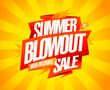 Summer blowout sale, mega discounts, vector web banner
