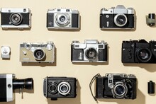 Vintage Photo Cameras Arrangement
