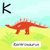 Fototapeta Dinusie - Kentrosaurus dinosaur. Letter K. Children's alphabet education. Vector illustration of a prehistoric dinosaur.