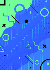 Wall Mural - Memphis style. Geometric background. Abstract trendy background. Geometric vector shapes.