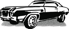 Black And White Vector Illustration Of The American Car