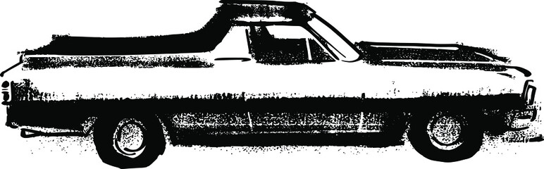 Wall Mural - black and white vector illustration of the American pickup car