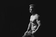 © sergiophoto - Muscular and sexy torso of young man having perfect abs, bicep and chest. Male hunk with athletic body. Fitness concept