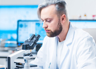 Wall Mural - monkeypox research laboratory. professional workers of a modern futuristic lab. monkey pox experimen