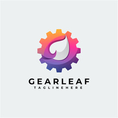 Wall Mural - gear leaf colorful logo