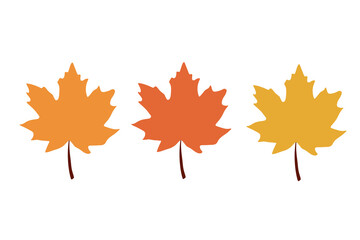 Wall Mural - Set of colorful maple leaves. Cartoon style. Vector design.