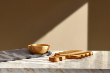 Wall Mural - desk of free space and wall with shadows.