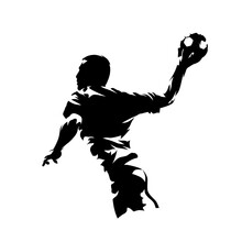 Handball Player Throwing Ball, Abstract Isolated Vector Silhouette. Handball Logo