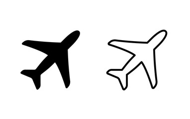 Plane icon. Airplane icons in flat and line styles - Vector illustration