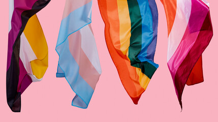 Poster - LGBTQIA pride flags on a pink background