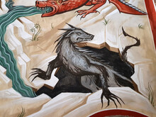 Red Dragon And Black Monster - Creatures From Orthodox Monastery In Supraśl / Eastern Poland